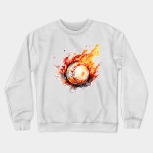 Flamming Baseball Watercolor Crewneck Sweatshirt